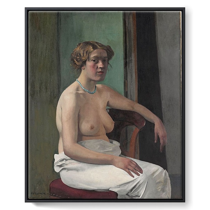 Woman sitting half naked framed canvas Boutiques de Musées